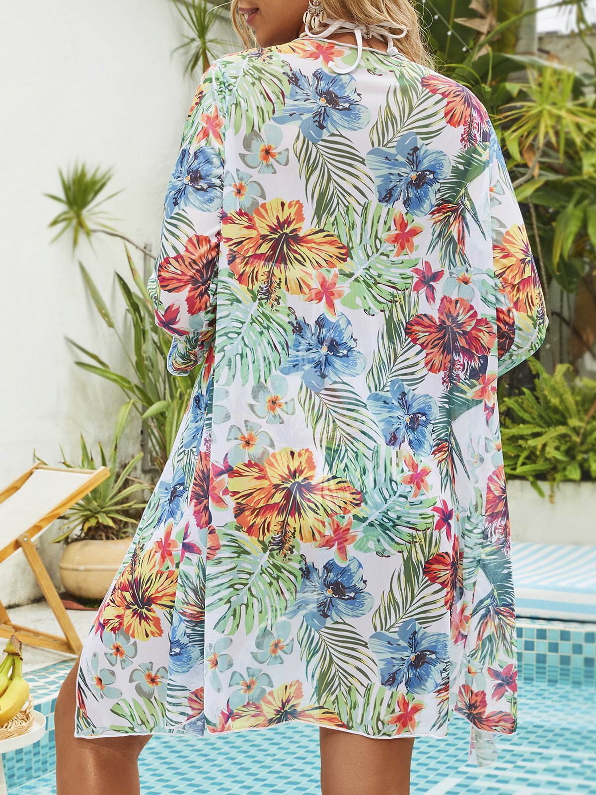 flowersverse Elegant Floral Printing Halter Bikinis set Three-Piece Set