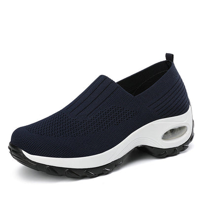 flowersverse New Breathable Slip On Middle-aged Mesh Casual Thick Bottom Heightened Sneakers