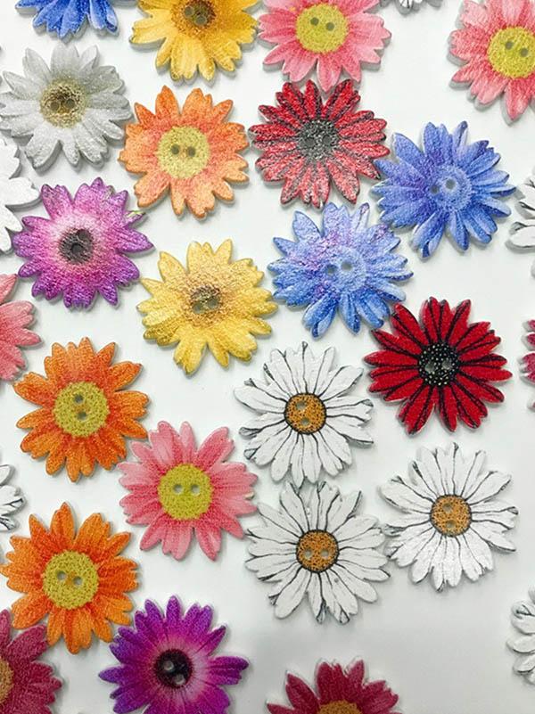 flowersverse Colorful Daisy Pattern Buttons