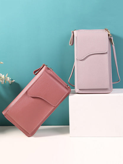 flowersverse Simple Solid Color PU Sling Bag Shoulder Bag