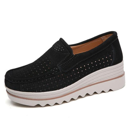 flowersverse Women Shoes Platform Sneakers Slip On Flats Loafers Moccasins Hollow Out Casual Shoes