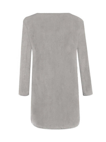 flowersverse Women Fluffy Zipper Long Sleeve Casual Plus Size Sweater Dress