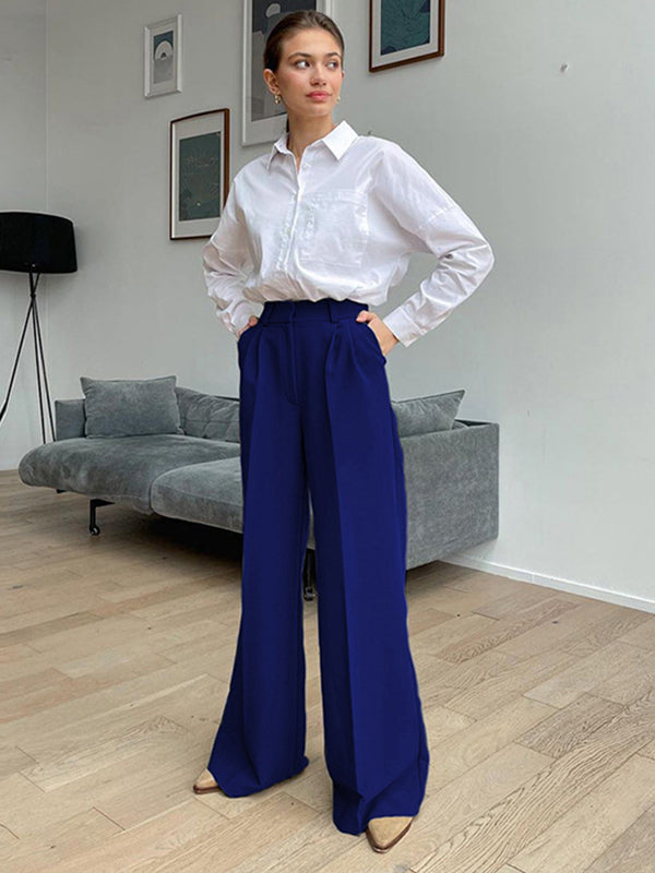 flowersverse Casual Simple Solid Color Wide Legs Blazer Pants