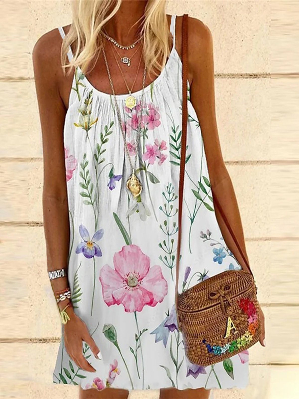 flowersverse Floral Casual Vacation Spaghetti A-line Dresses