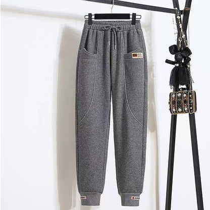 flowersverse Women‘s Plus Size Winter Loungewear Bottom Nighty Pure Color Fashion Sport Comfort Home Street Airport Fleece Warm Long Pant Pant Pocket Elastic Waist Spring Fall Light gray Dark Gray