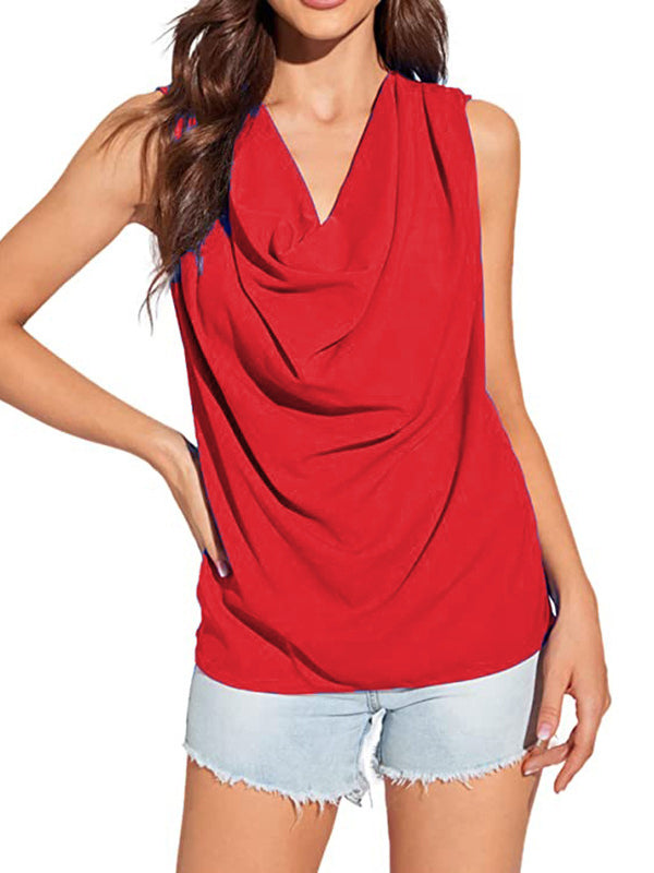 flowersverse Solid Color Loose Sleeveless V-Neck Vest Top