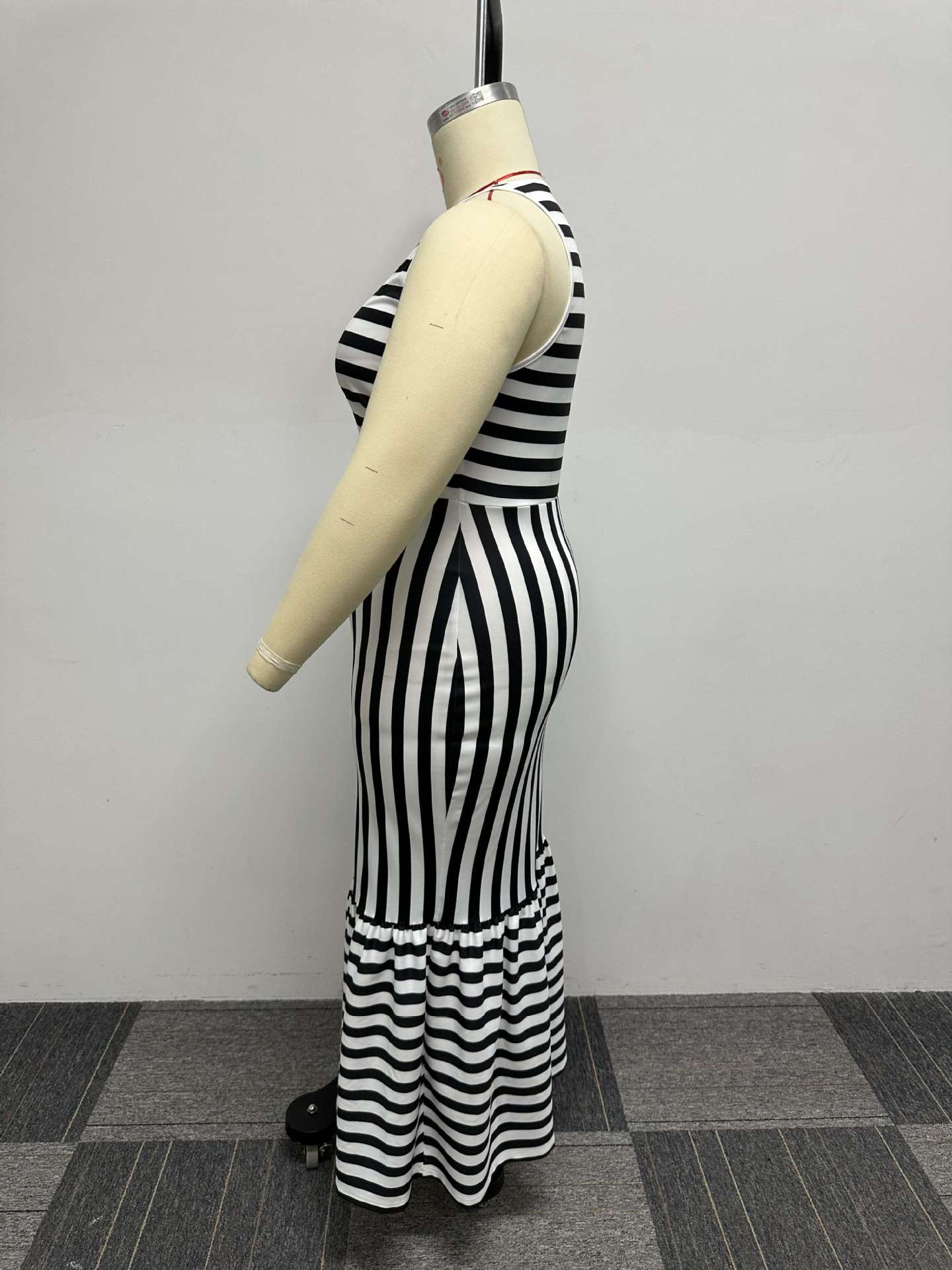 flowersverse Sexy Slim Stripe Patchwork Plus Size Tank Dress Maternity Dress