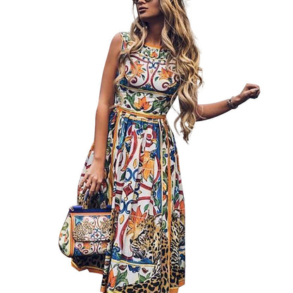 flowersverse Printed Short Sleeve Dress Elegant Dress