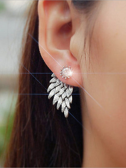 flowersverse Original Rhinestone Wings Shape Earrings