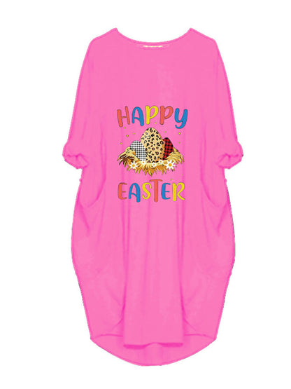 flowersverse Plus Size Easter Long Sleeves Rabbit Midi Dresses