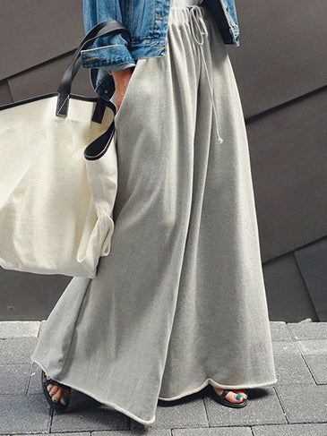 flowersverse Loose Urban Gray Wide Leg Elastic Waist Pants