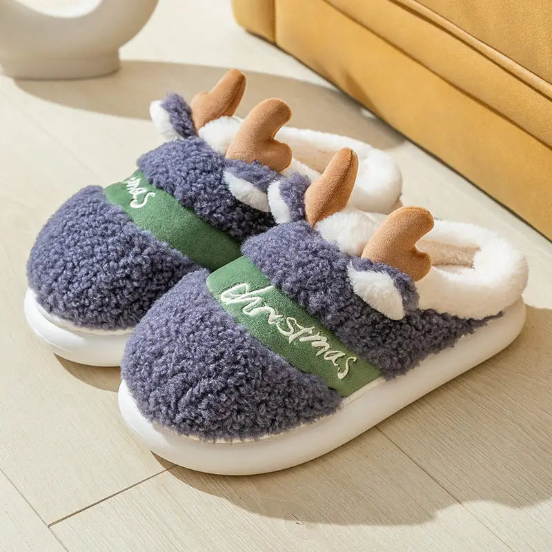 flowersverse Christmas Shoes Winter Home Slippers Elk Soft Cozy Bedroom Slipper Slip On House Shoes