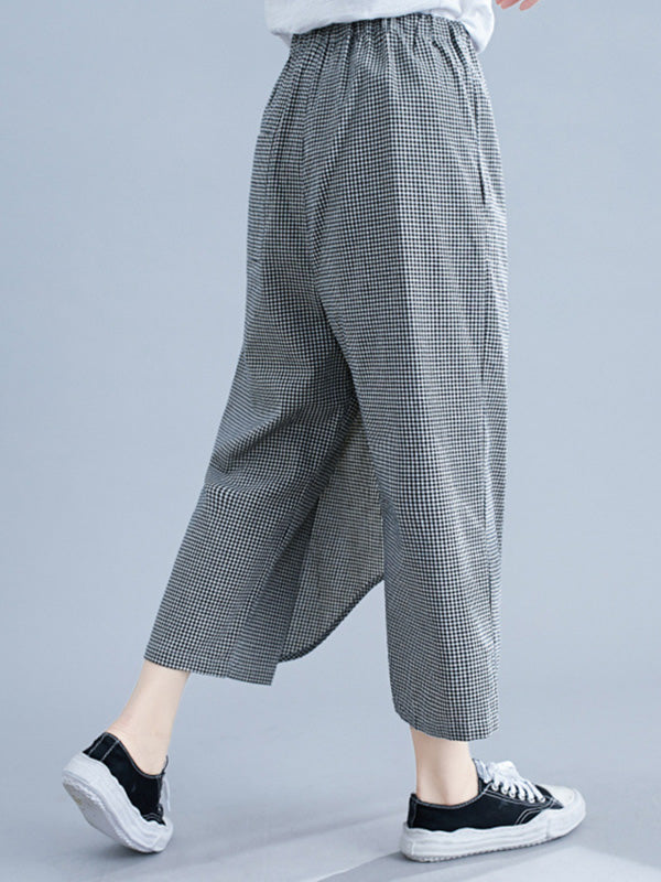 flowersverse Original Plaid Irregularity Column Pants