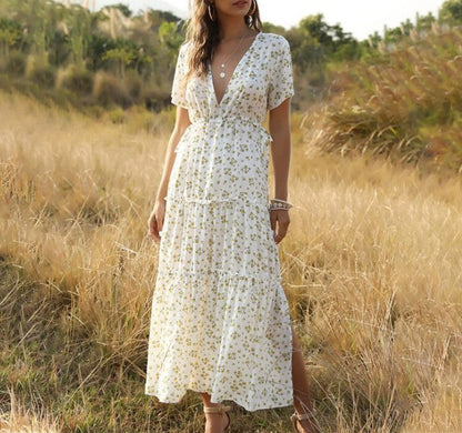 flowersverse Ruffled Floral Bohemian Dress Women