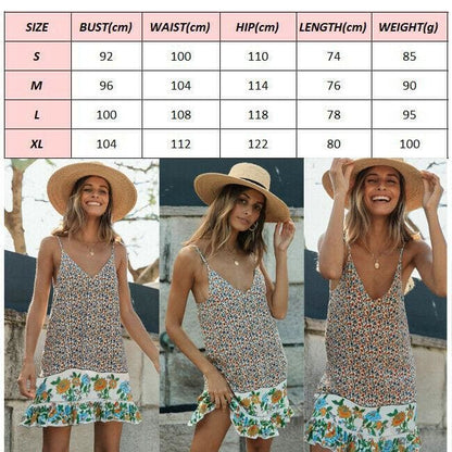 flowersverse Women V-Neck Floral Mini Dress Holiday Beach Summer Dresses