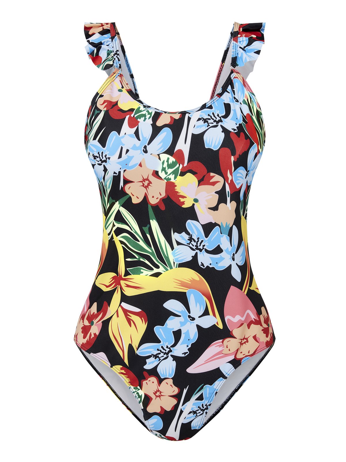 flowersverse Vacation Floral Printing Scoop Neck One Piece Swimsuit