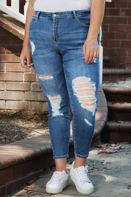 flowersverse Plus Size Distressed Skinny Jeans