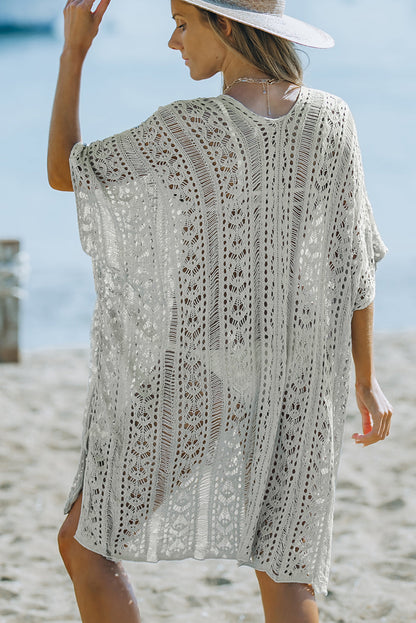 flowersverse Openwork V-Neck Slit Cover Up