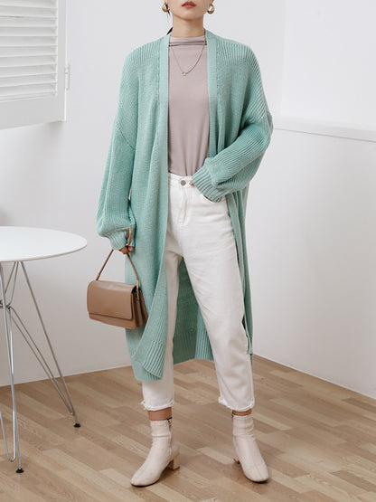 flowersverse Urban Loose Solid Color Cardigan Tops