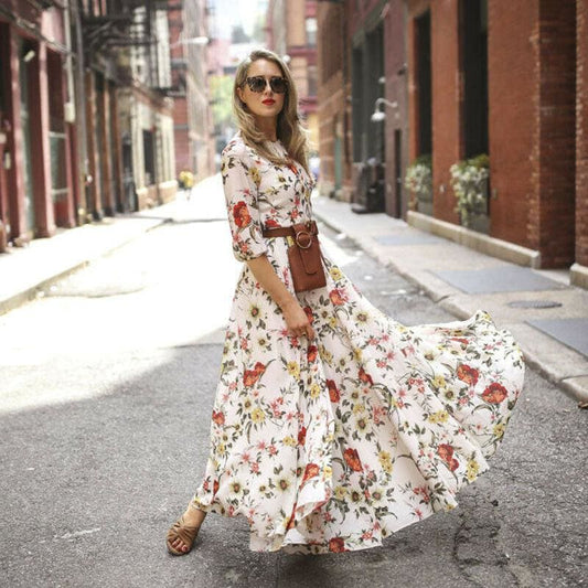 flowersverse Women's Boho Maxi Dress Floral Long Sundress