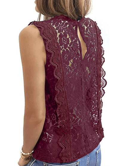 flowersverse Original Lace Solid Color Loose Vest Top