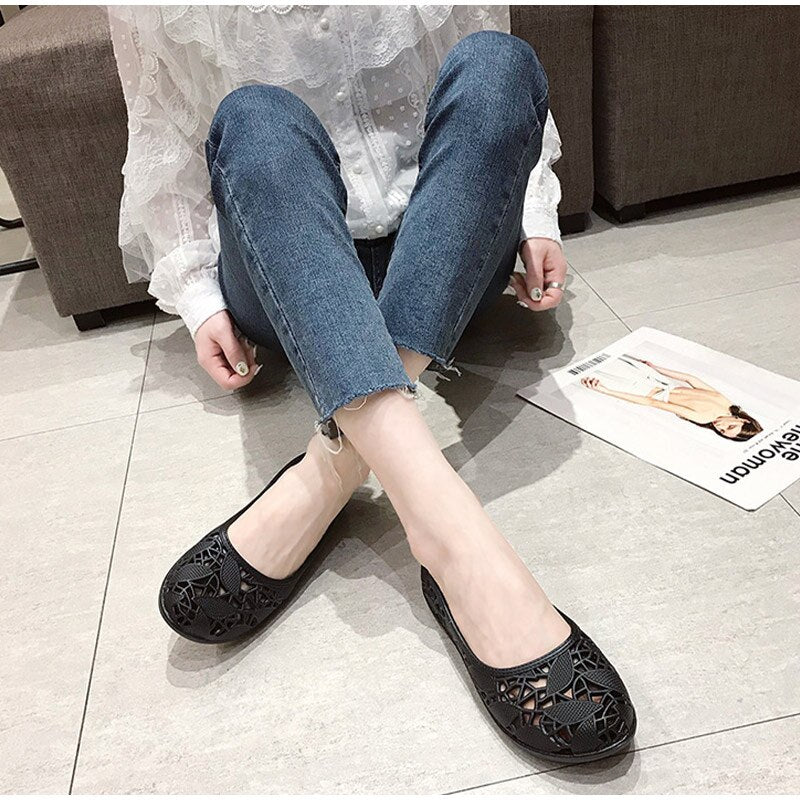 flowersverse Women Hollow Summer Sandals Ladies Cool Breathable Flats Shoes Female Slip On Elegants Light Comfortable Shoes Shoe