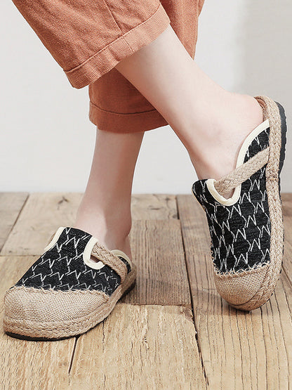 flowersverse Rhombic Casual Shoes Flat Shoes Slippers