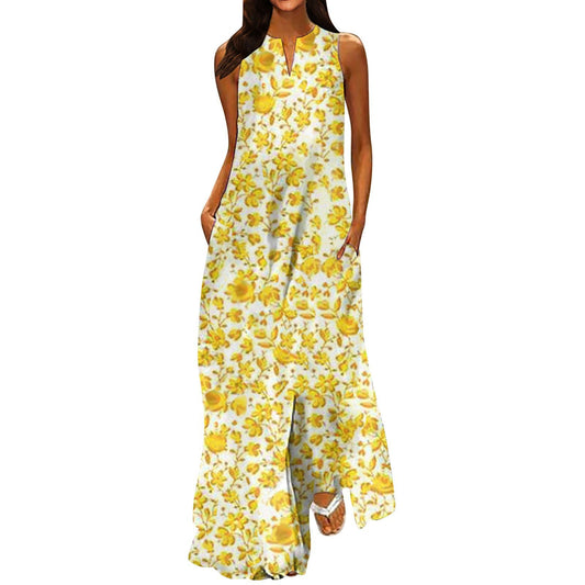 flowersverse V-neck Pocket Floral Dress For Women