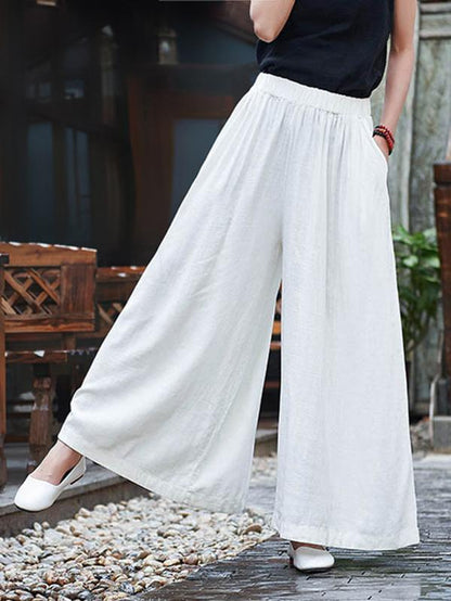 flowersverse Loose Wide-leg Linen Pants