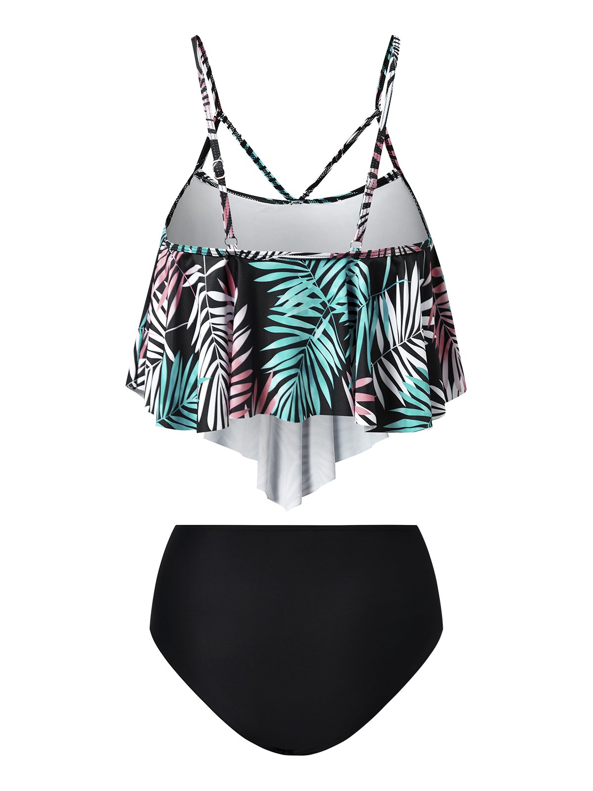 flowersverse Vacation Plants Flouncing  Scoop Neck Tankinis Two-Piece Set