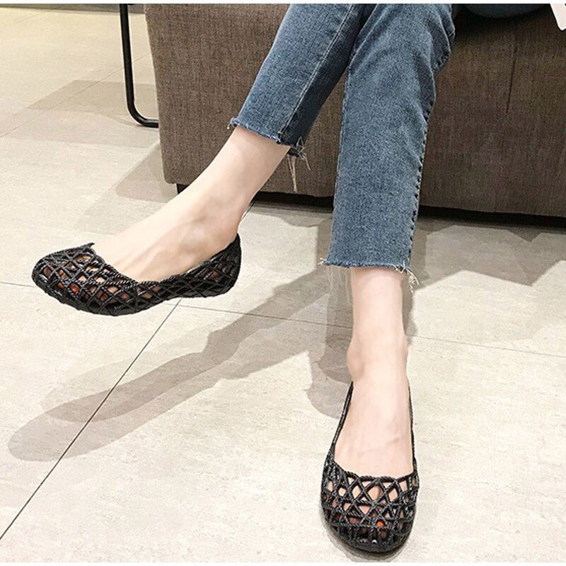 flowersverse Women Hollow Summer Sandals Ladies Cool Breathable Flats Shoes Female Slip On Elegants Light Comfortable Shoes Shoe