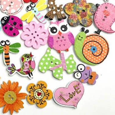 flowersverse Colorful Cartoon Animal Pattern Buttons