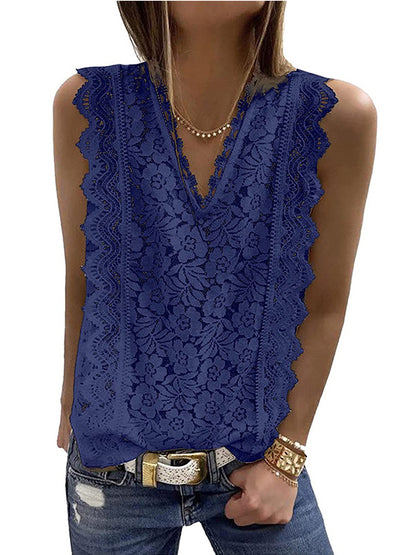 flowersverse Original Lace Solid Color Loose Vest Top