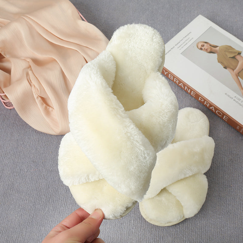 flowersverse Home Sweet Home Faux Fur Slippers