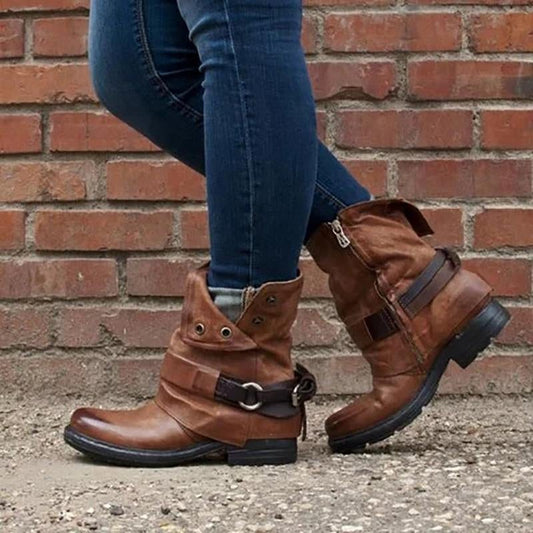 flowersverse Casual Classic Comfy Zipper Booties