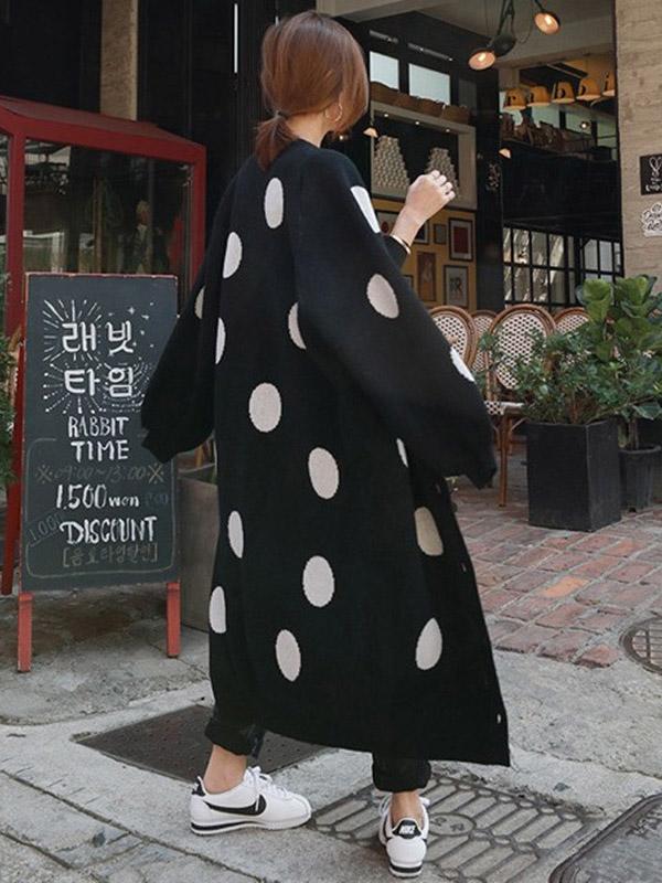 flowersverse Loose Polka-dot Printed Long Cover-up