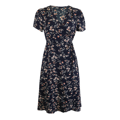 flowersverse Bandage Slim Chiffon Floral Dress