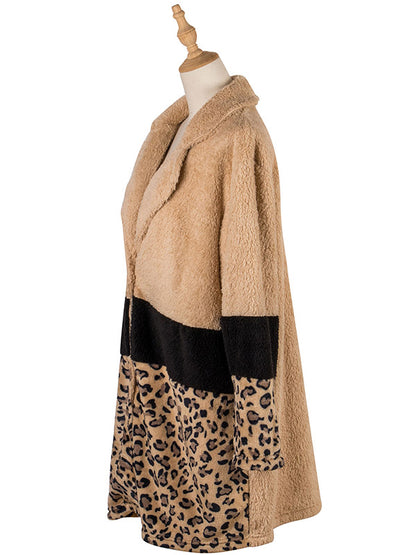 flowersverse Casual Loose Leopard Coat