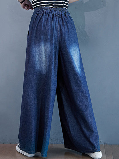 flowersverse Loose Wide-Leg Drawstring Jean Pants