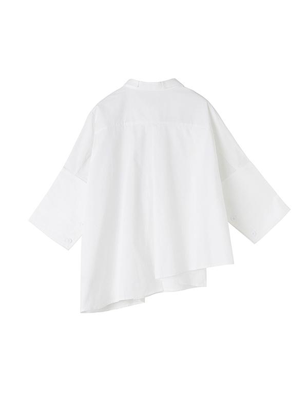 flowersverse Creamy White Cropped Three-Quarter Sleeve Shirt