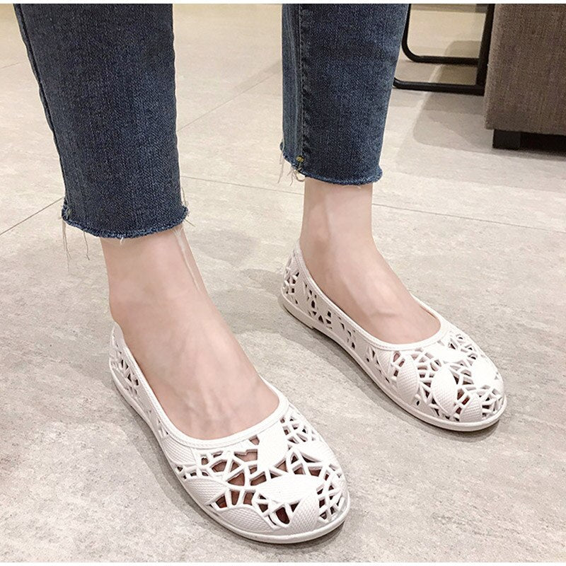 flowersverse Women Hollow Summer Sandals Ladies Cool Breathable Flats Shoes Female Slip On Elegants Light Comfortable Shoes Shoe