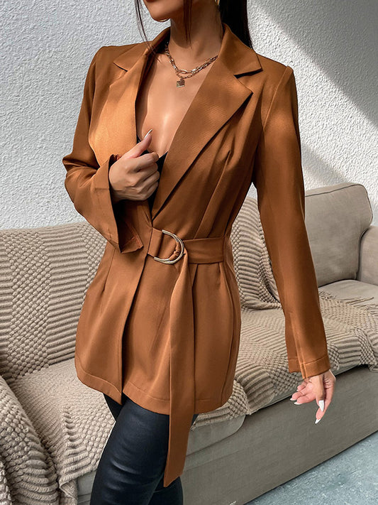 flowersverse Casual Long Sleeves Brown Coat