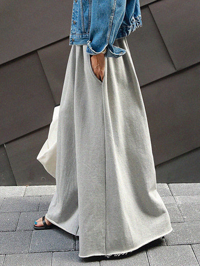 flowersverse Loose Urban Gray Wide Leg Elastic Waist Pants