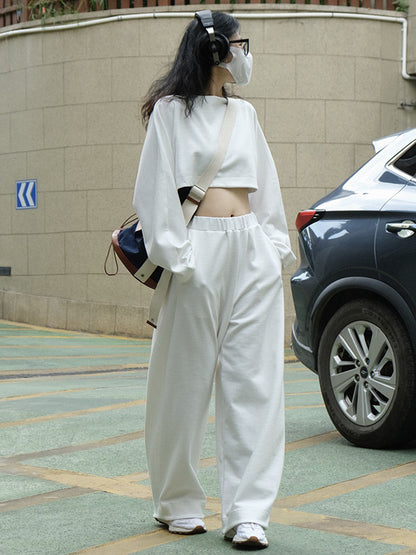 flowersverse Casual Wide Leg Loose Solid Color Pants