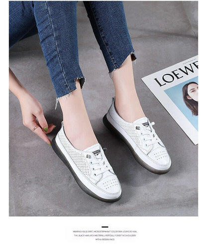 flowersverse Women's Leather Sneakers Women Casual Fashionable Sports Shoes Vulcanized Woman Summer Flat Shoe Ladies White Lacing 40