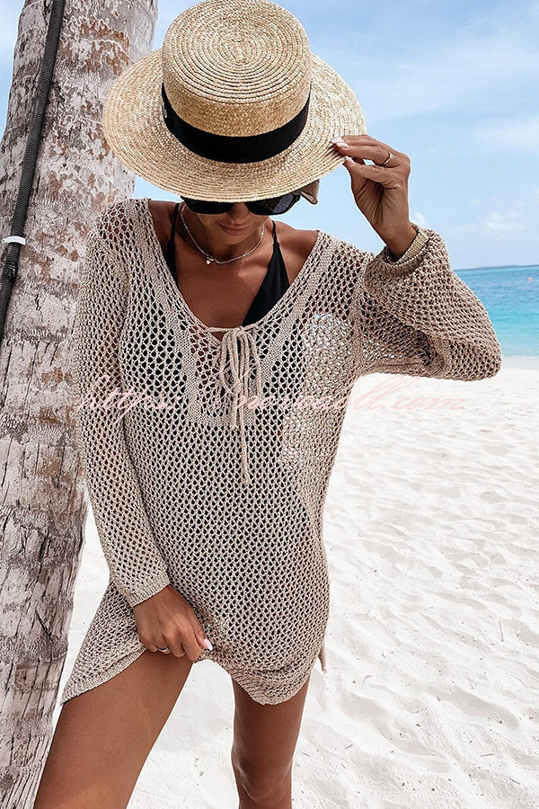 flowersverse Moving To Malibu Lace Up Knit Cover-ups