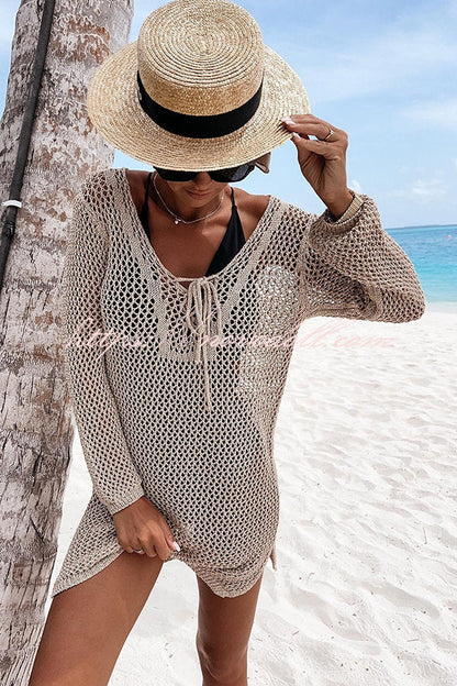 flowersverse Moving To Malibu Lace Up Knit Cover-ups