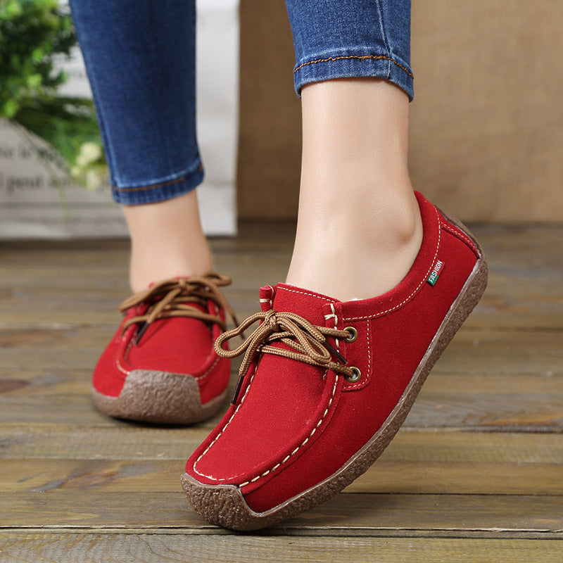 flowersverse Lace-up Flat Shoes Sneakers Women Frosted Shoes