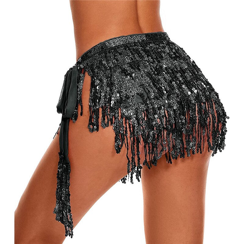 flowersverse Women's Swimwear Cover Up Swim Shorts Normal Swimsuit Tassel Pure Color Silver Black Blue Purple Gold Bathing Suits Sexy Vacation Neutral