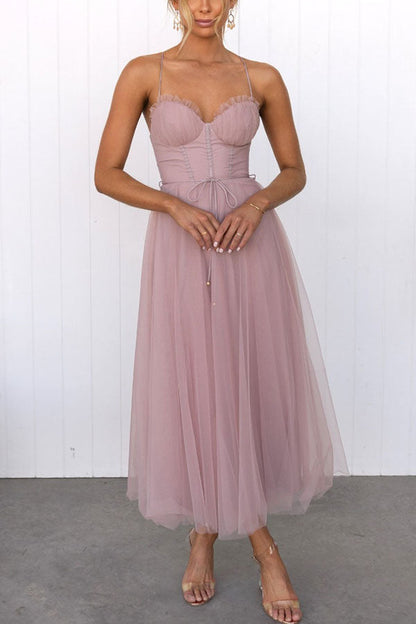 flowersverse Modern-day Princess Chiffon Suspenders Party Maxi Dress